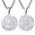 18K Gold and 316L Stainless Steel Saint Benedict Medal Necklace  Christian Sacramental Jewelry Gift for Men Women